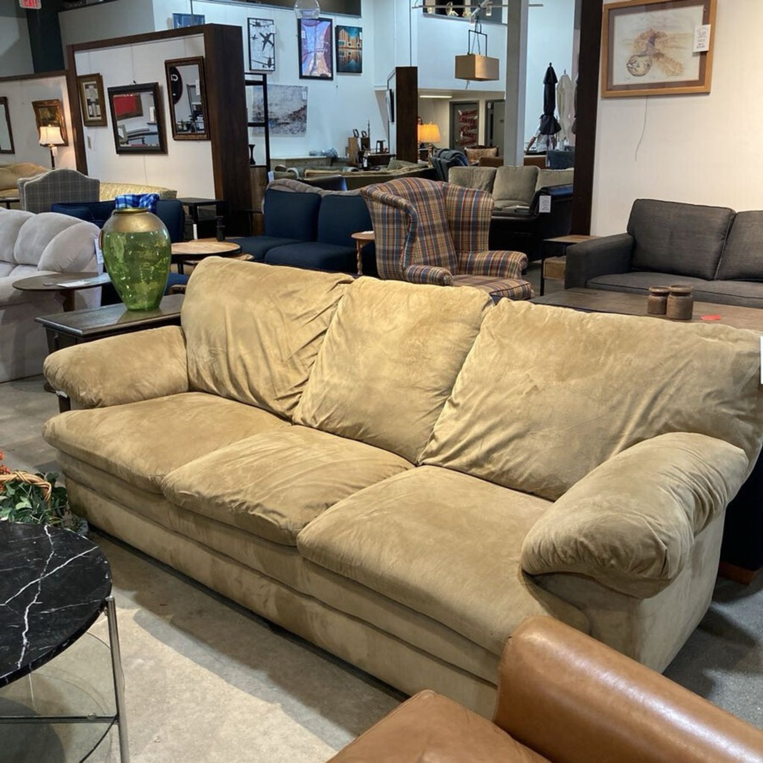 3-Seat Soft Microfiber Sofa Tan - image-3