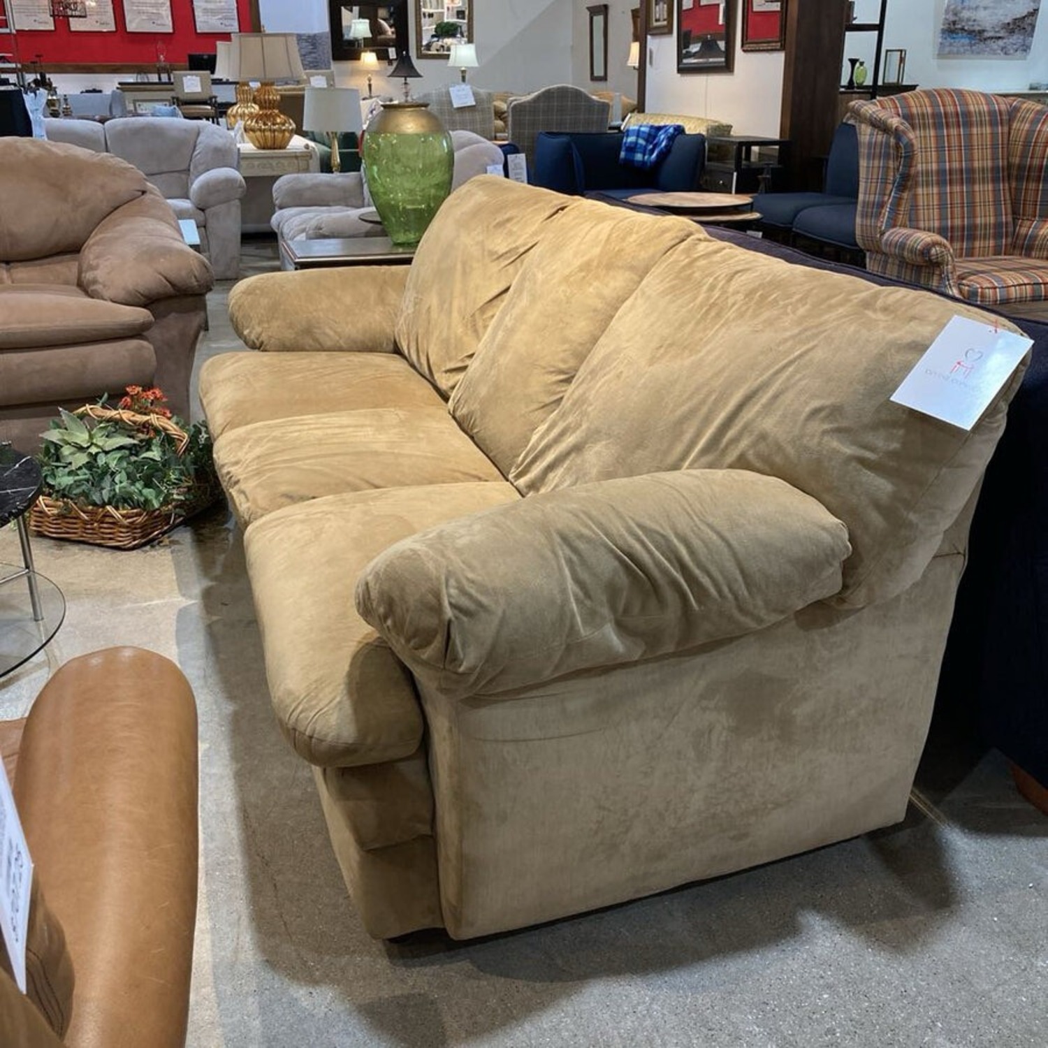 3-Seat Soft Microfiber Sofa Tan - image-2