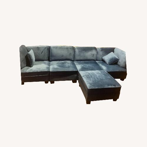 Used Audry Furniture Blue Velvet 3+ Seater Sofa for sale on AptDeco