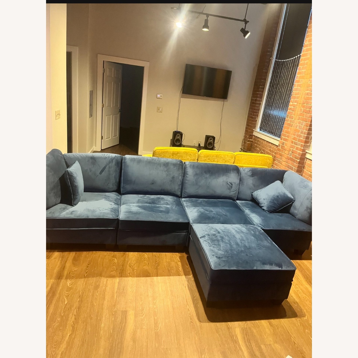 Audry Furniture Blue Velvet 3+ Seater Sofa - image-3