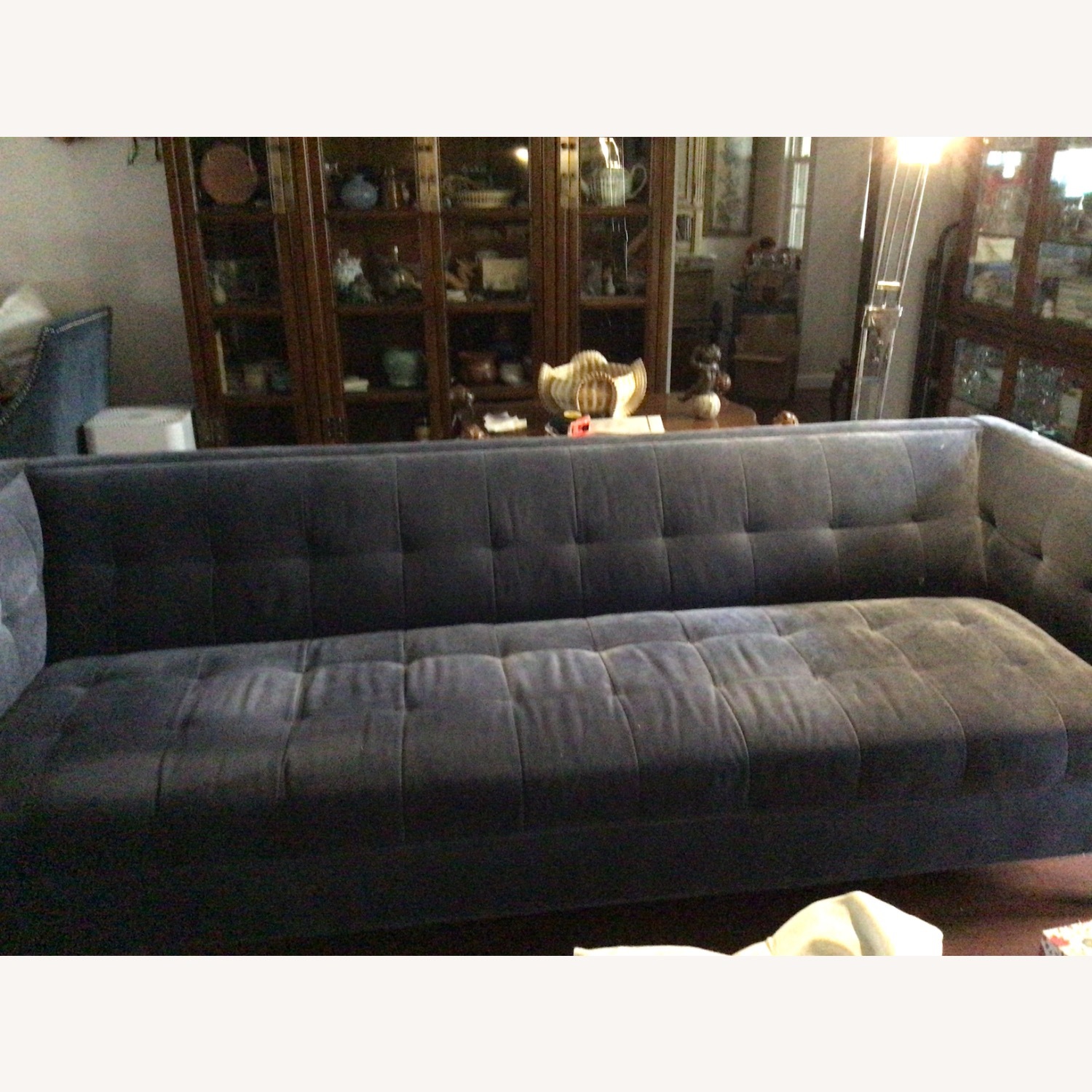 Michell Gold + Bob William Blue Fabric 3+ Seater Sofa - image-2