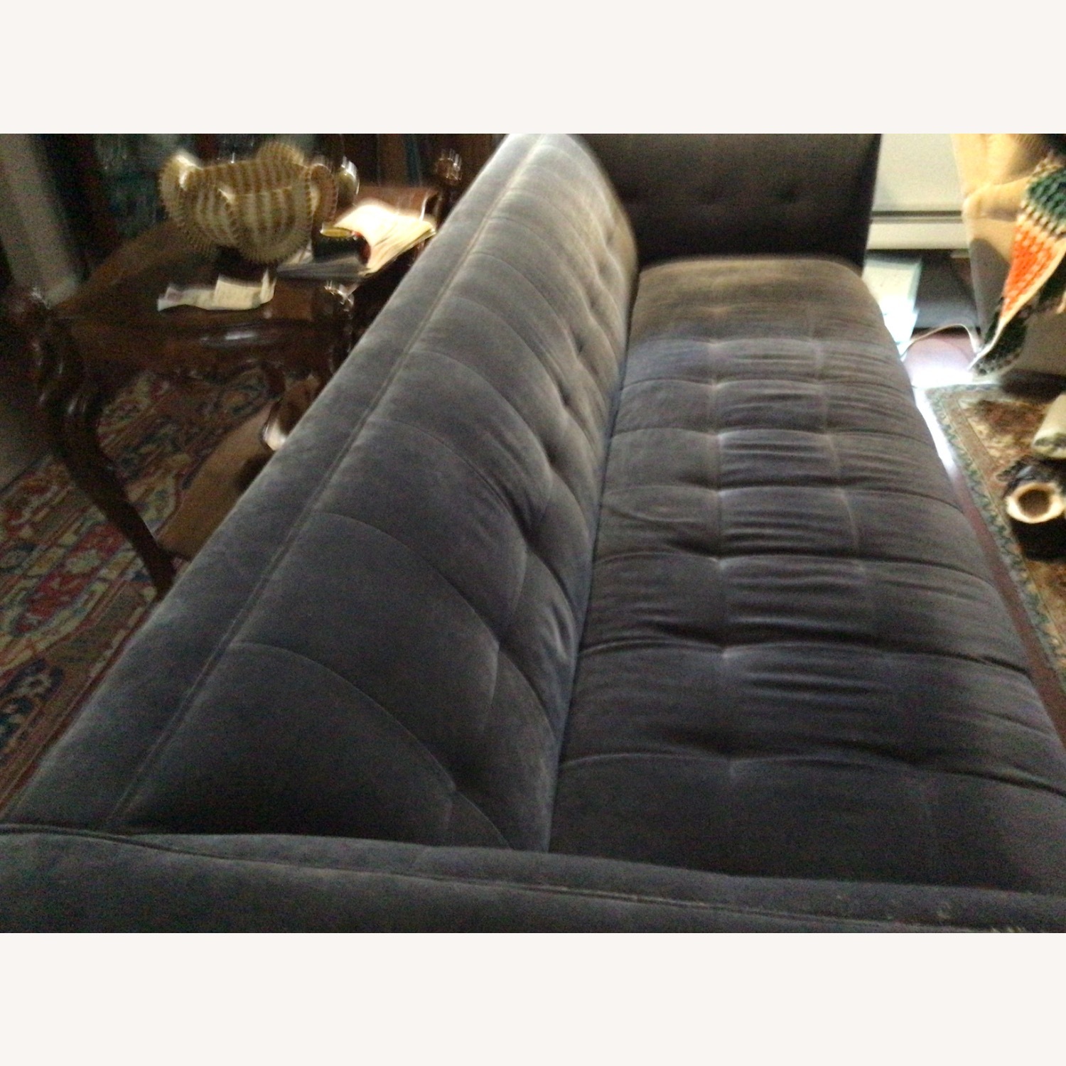 Michell Gold + Bob William Blue Fabric 3+ Seater Sofa - image-1