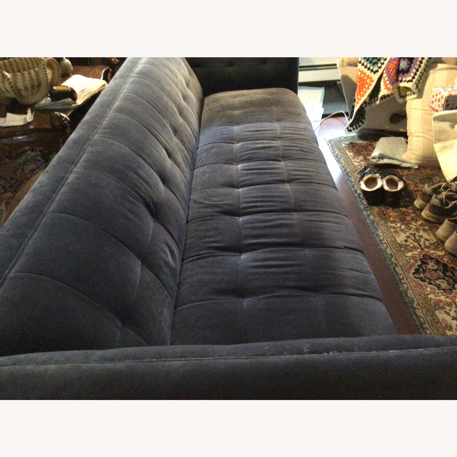 Michell Gold + Bob William Blue Fabric 3+ Seater Sofa - image-7