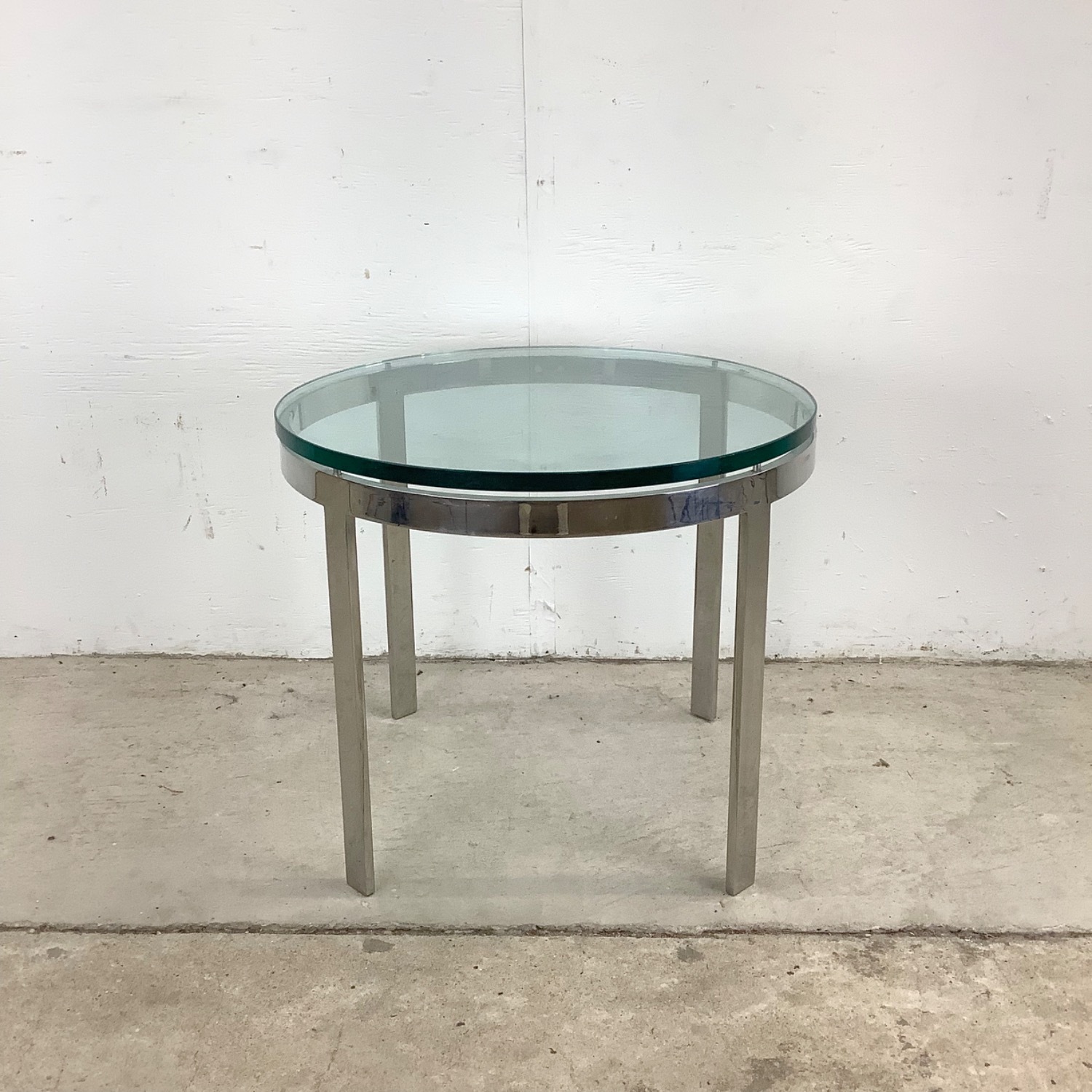 Mid-Century Chrome And Glass Side Table - image-8
