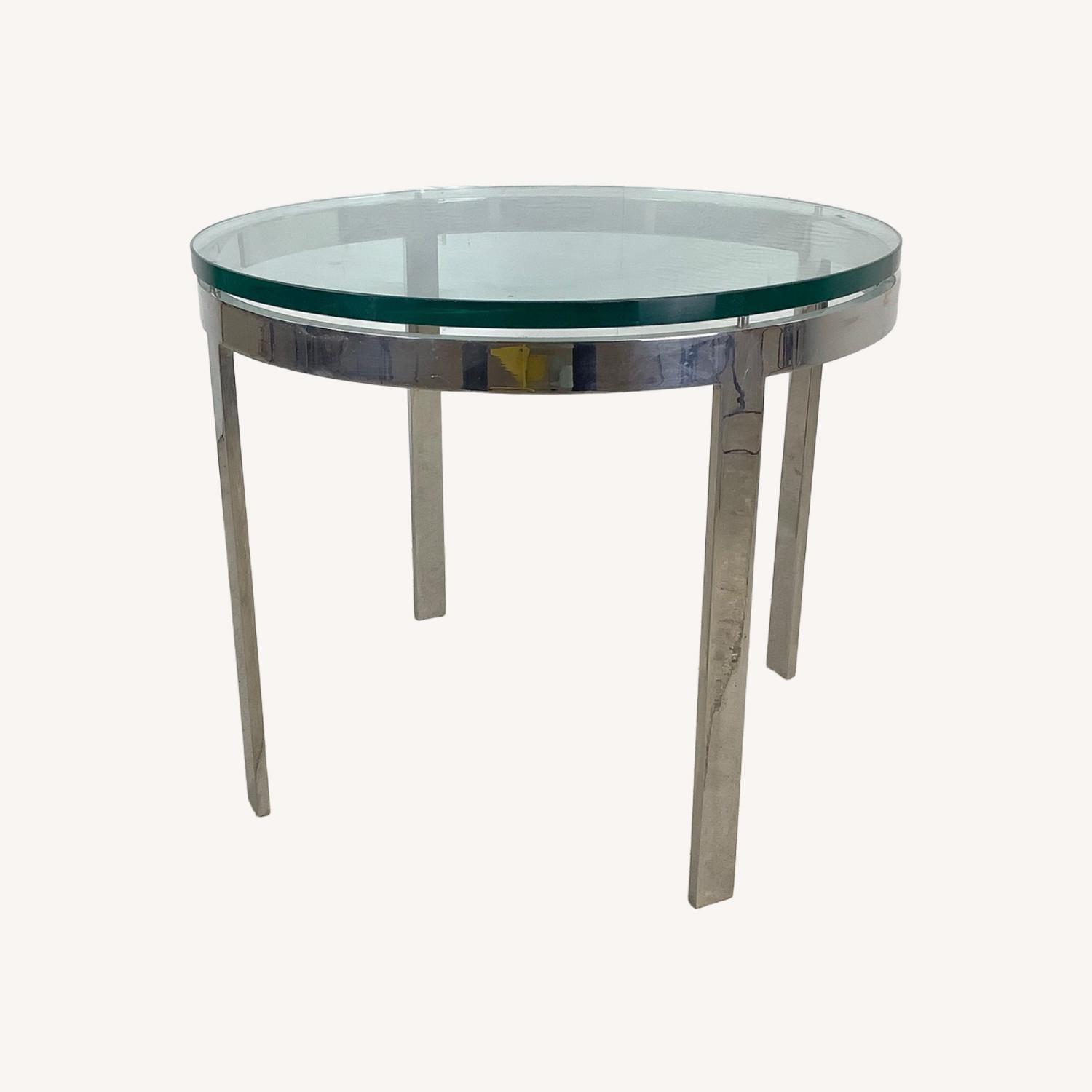 Mid-Century Chrome And Glass Side Table - image-0
