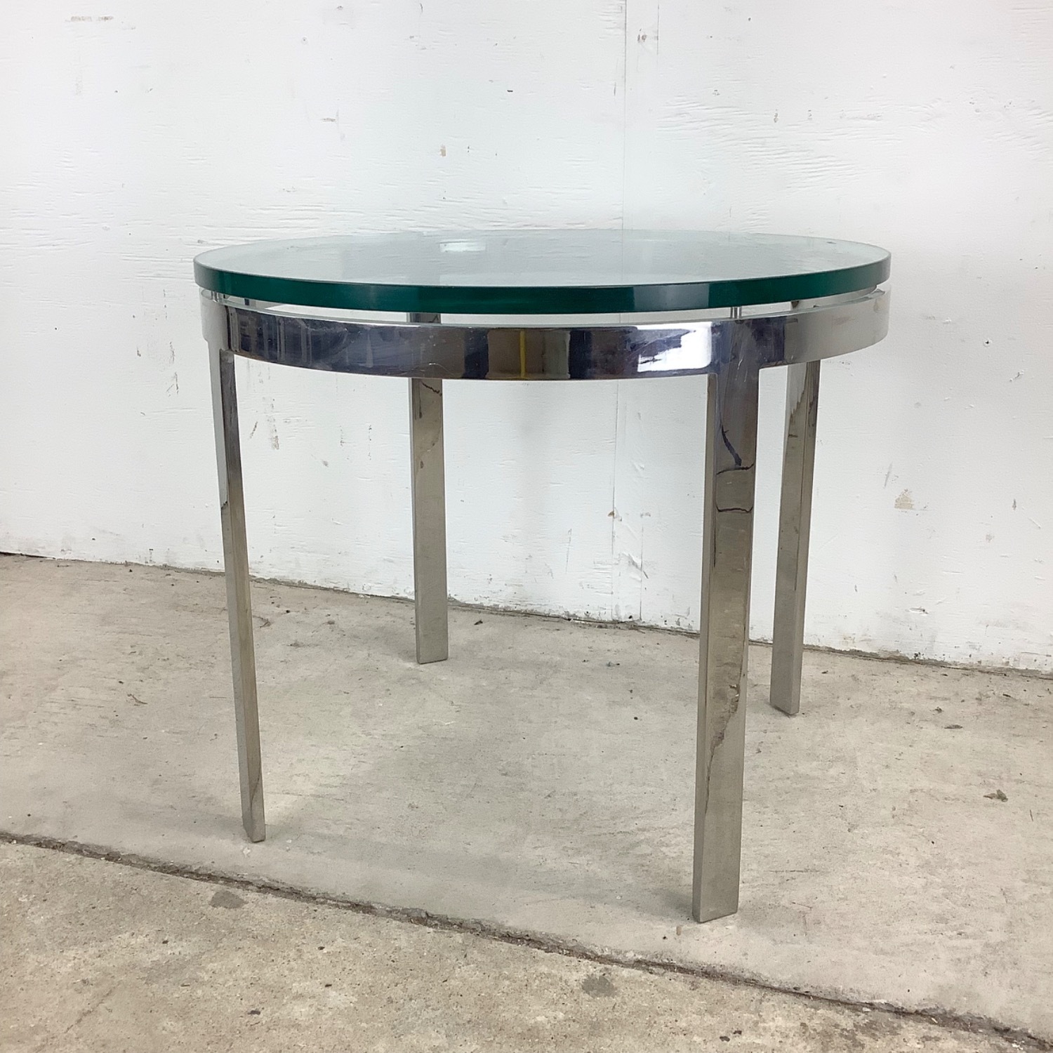 Mid-Century Chrome And Glass Side Table - image-2