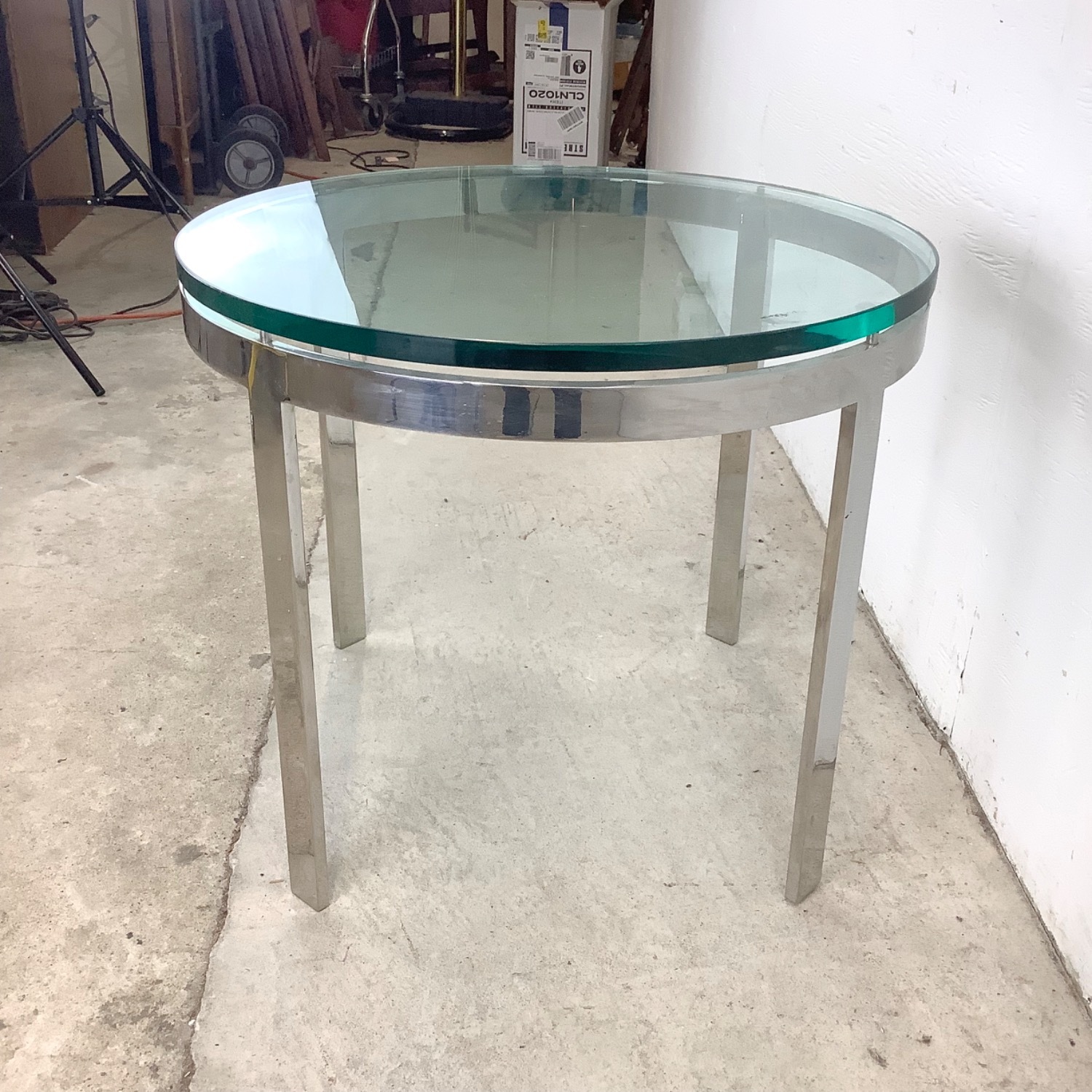 Mid-Century Chrome And Glass Side Table - image-4