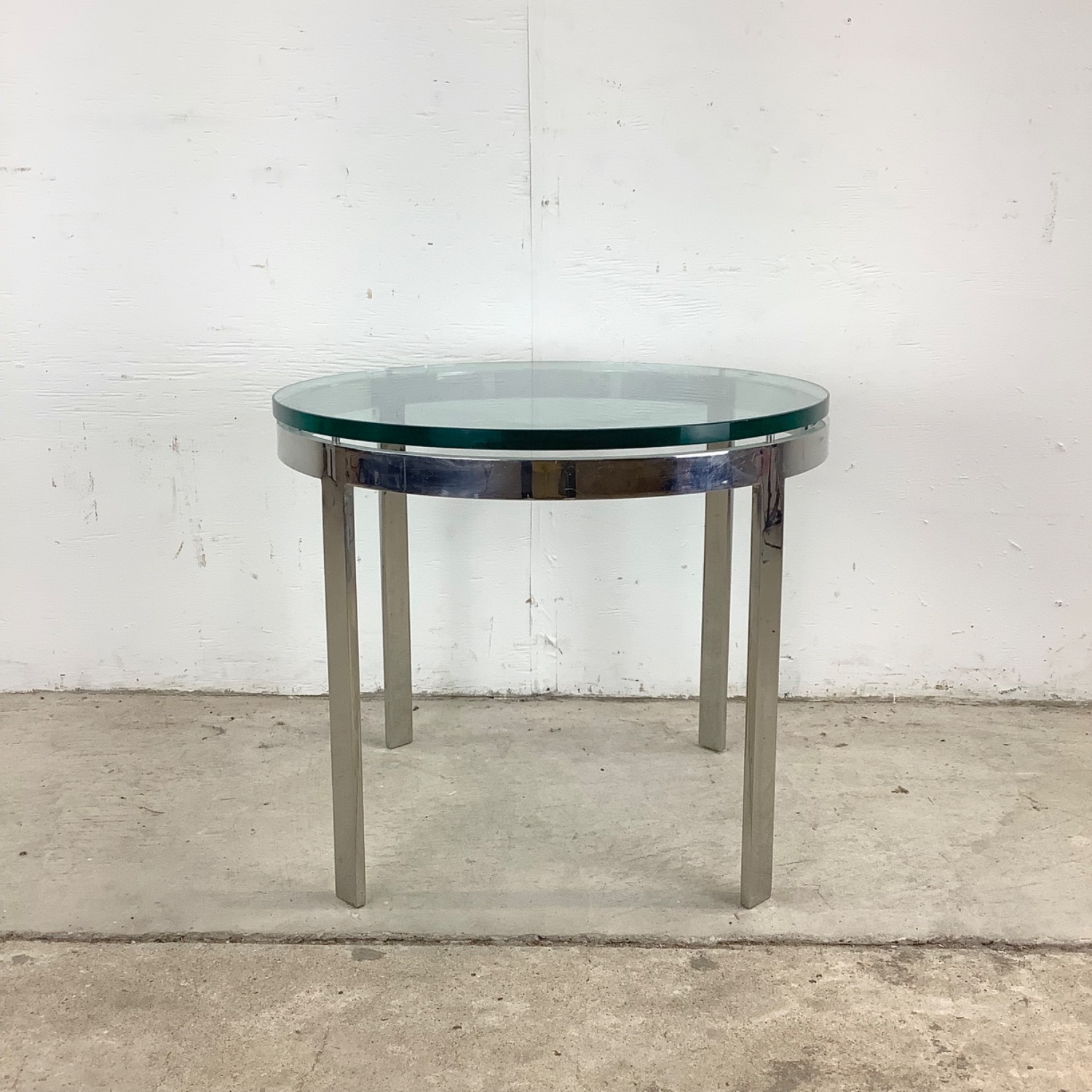 Mid-Century Chrome And Glass Side Table - image-9