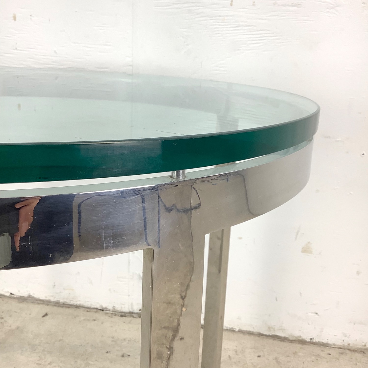 Mid-Century Chrome And Glass Side Table - image-13