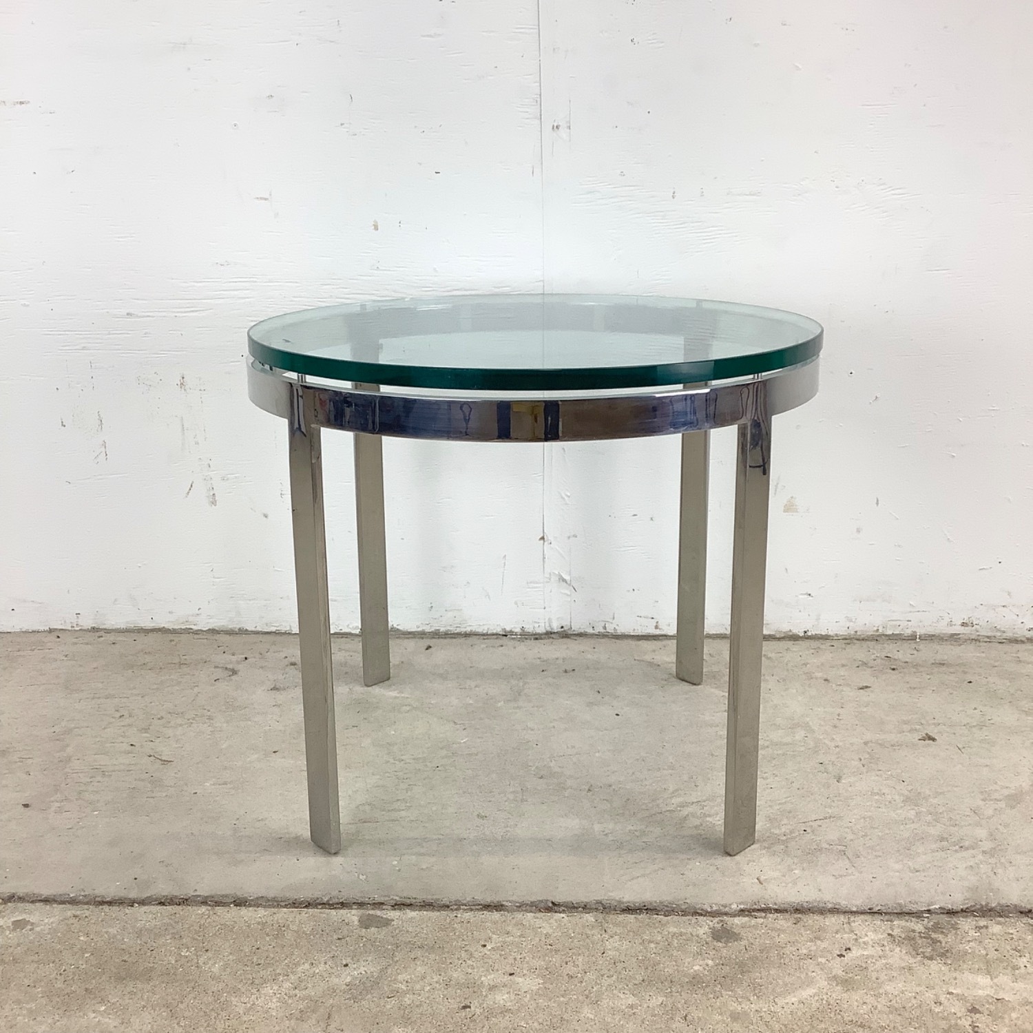 Mid-Century Chrome And Glass Side Table - image-12