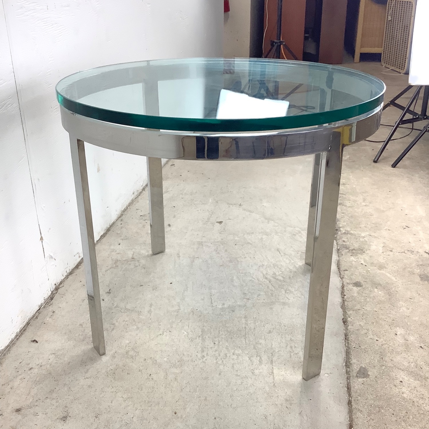 Mid-Century Chrome And Glass Side Table - image-5