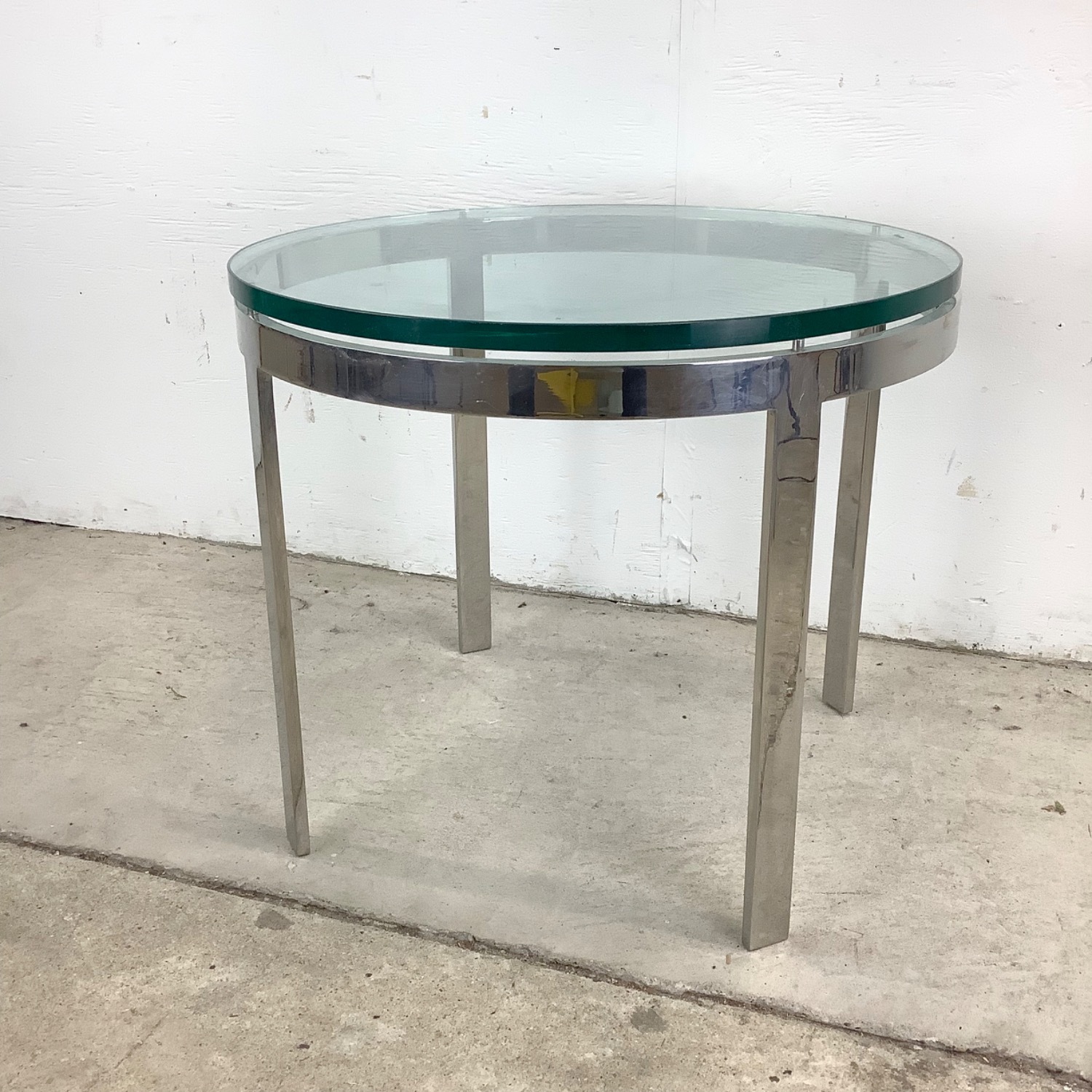 Mid-Century Chrome And Glass Side Table - image-1