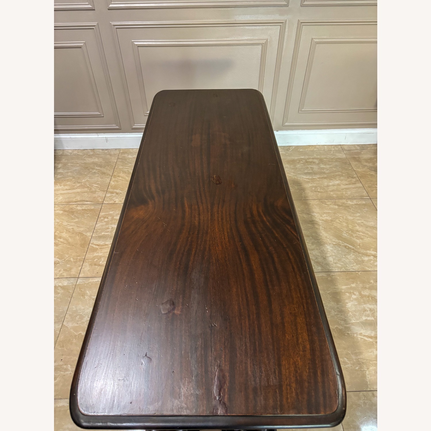 Vintage Dark Walnut Console Table 60” - image-4