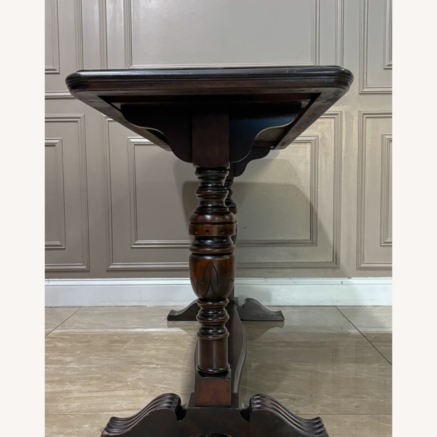 Vintage Dark Walnut Console Table 60” - image-3
