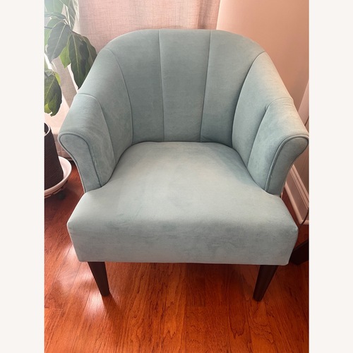 Used World Market Blue Velvet Accent Chair for sale on AptDeco