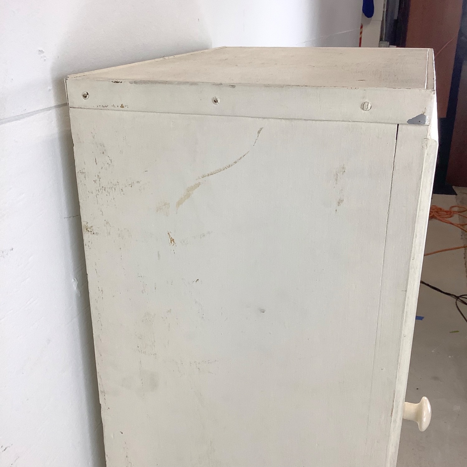 Antique White Storage Cabinet Bonnetiere - image-10
