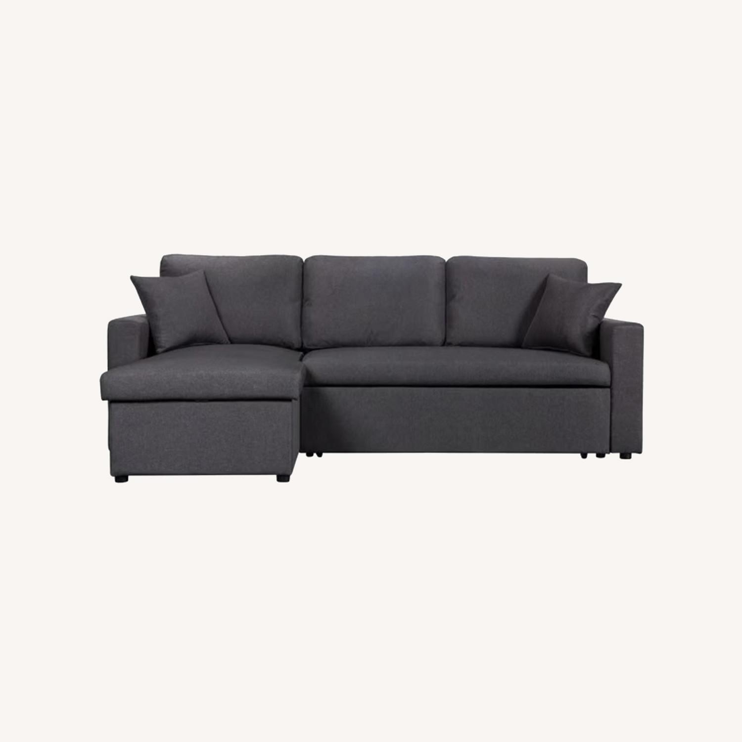 Lilola Home Paisley Dark Gray Linen Sleeper Sofa - image-0