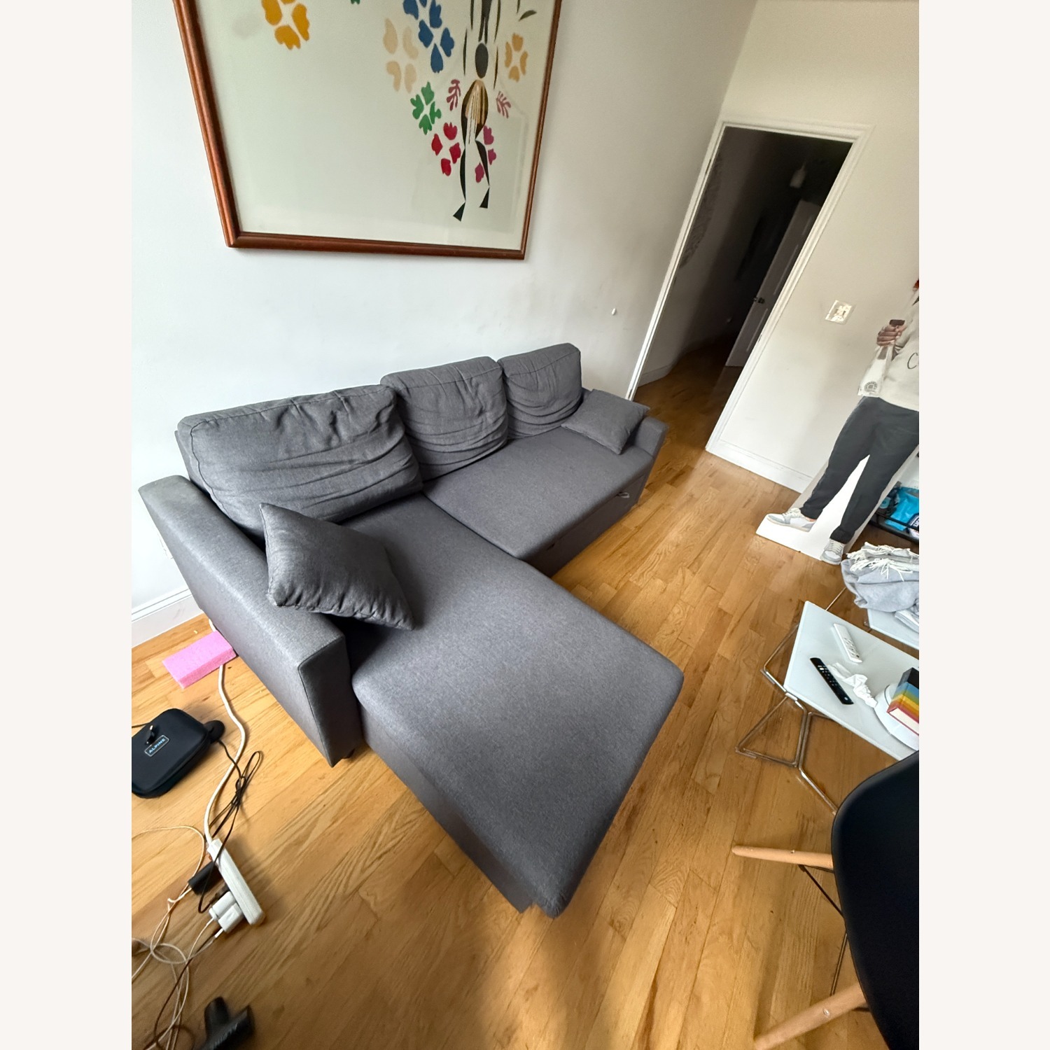 Lilola Home Paisley Dark Gray Linen Sleeper Sofa - image-3