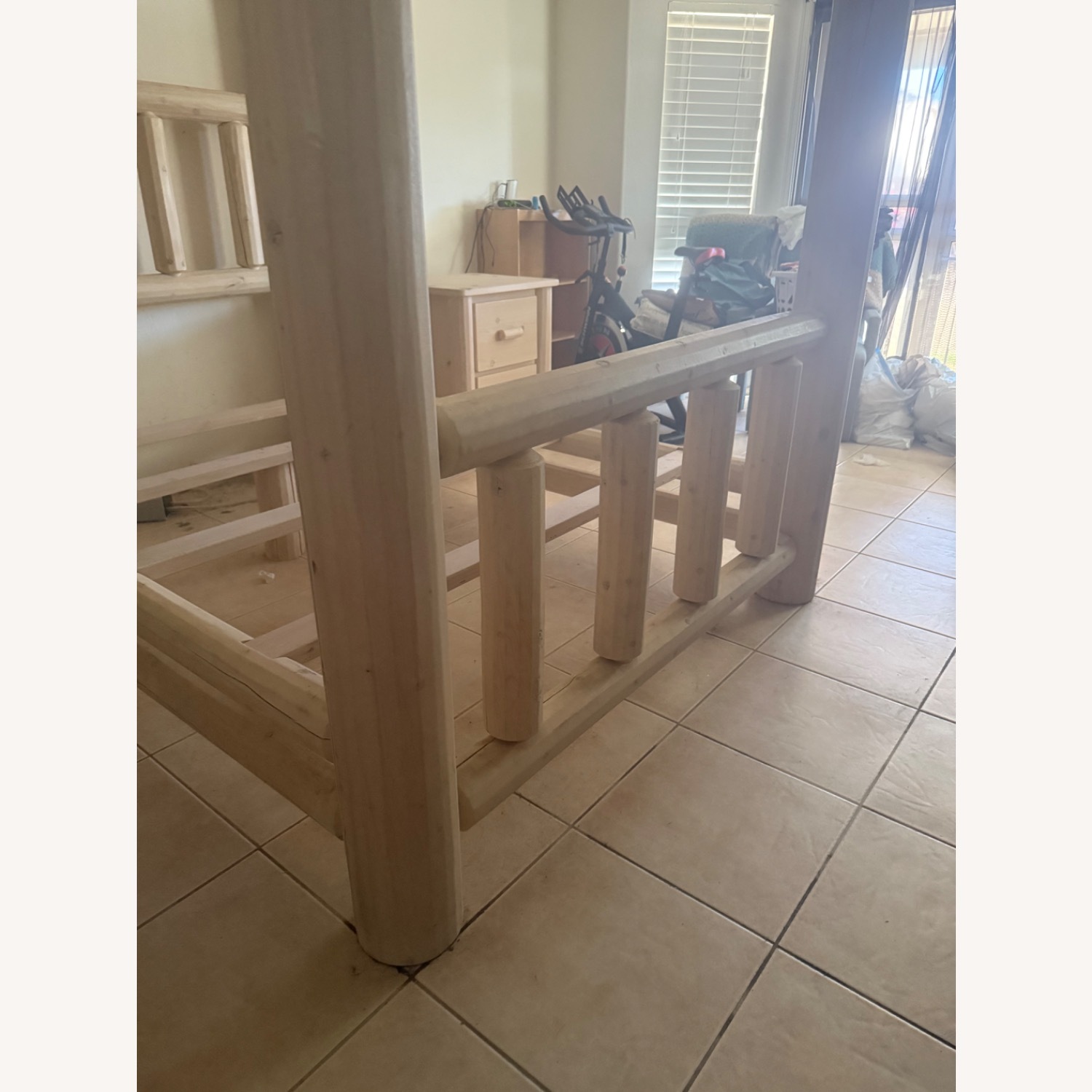 Natural Wood Log Queen Bed - image-2