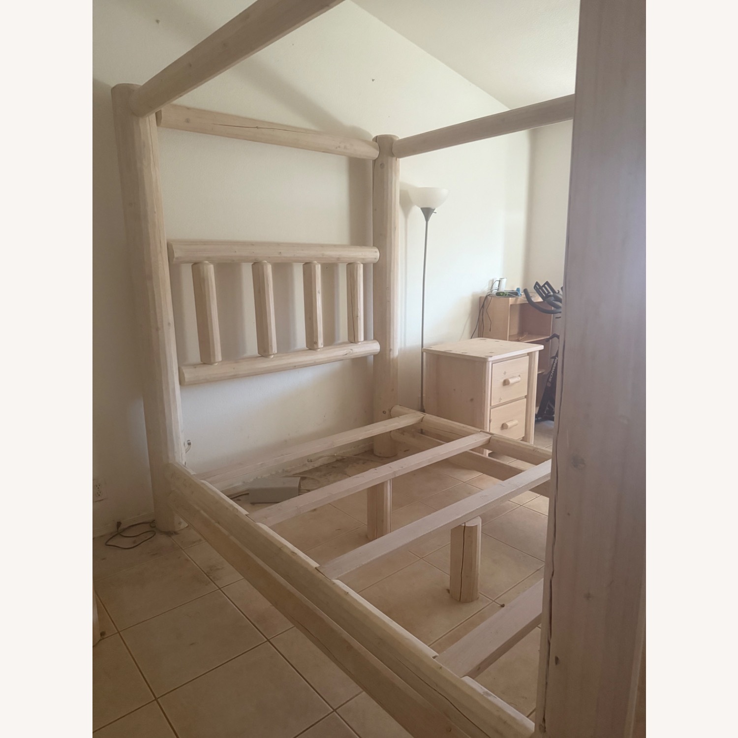 Natural Wood Log Queen Bed - image-3