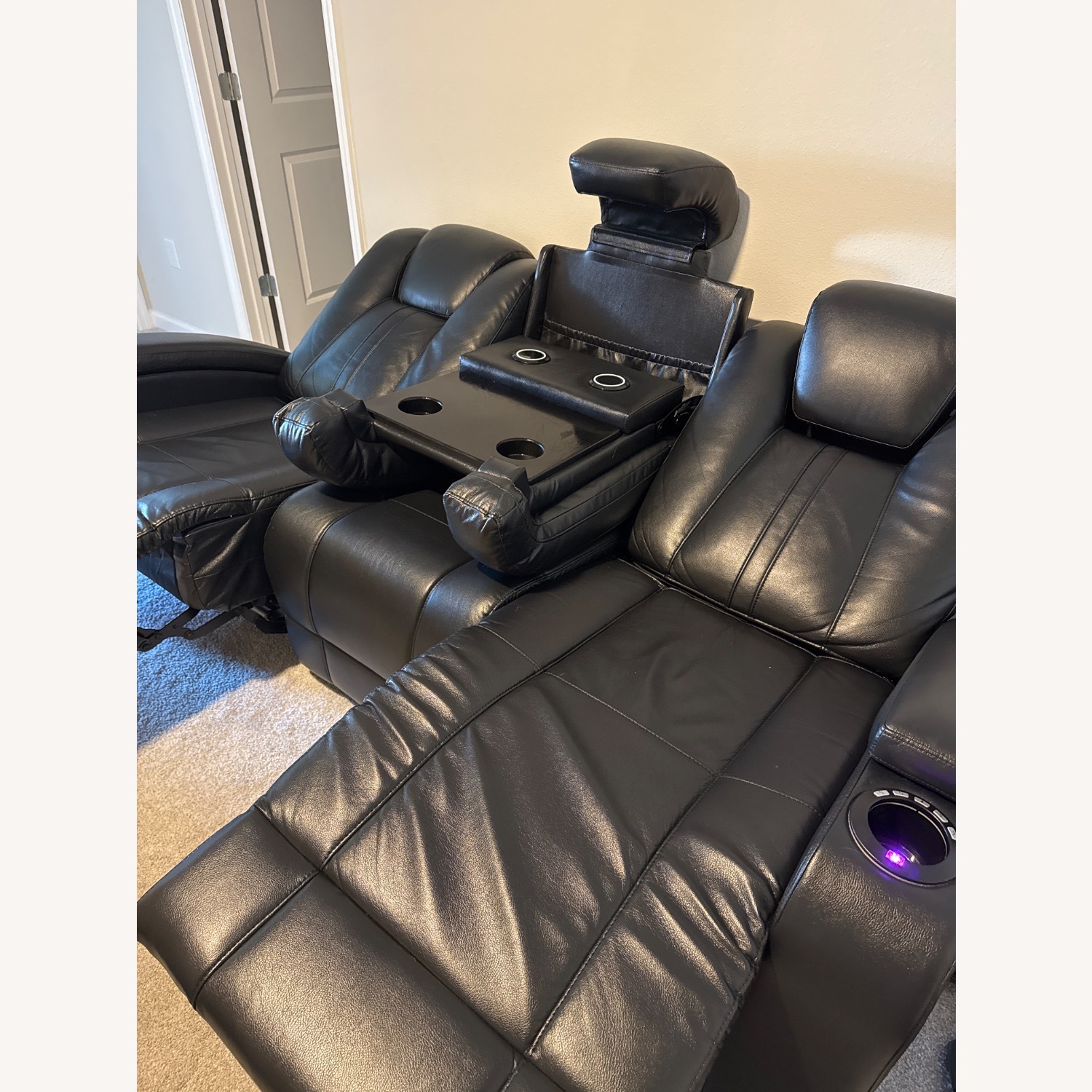 Rooms To Go Kingvale Black Leather Recliner - image-3
