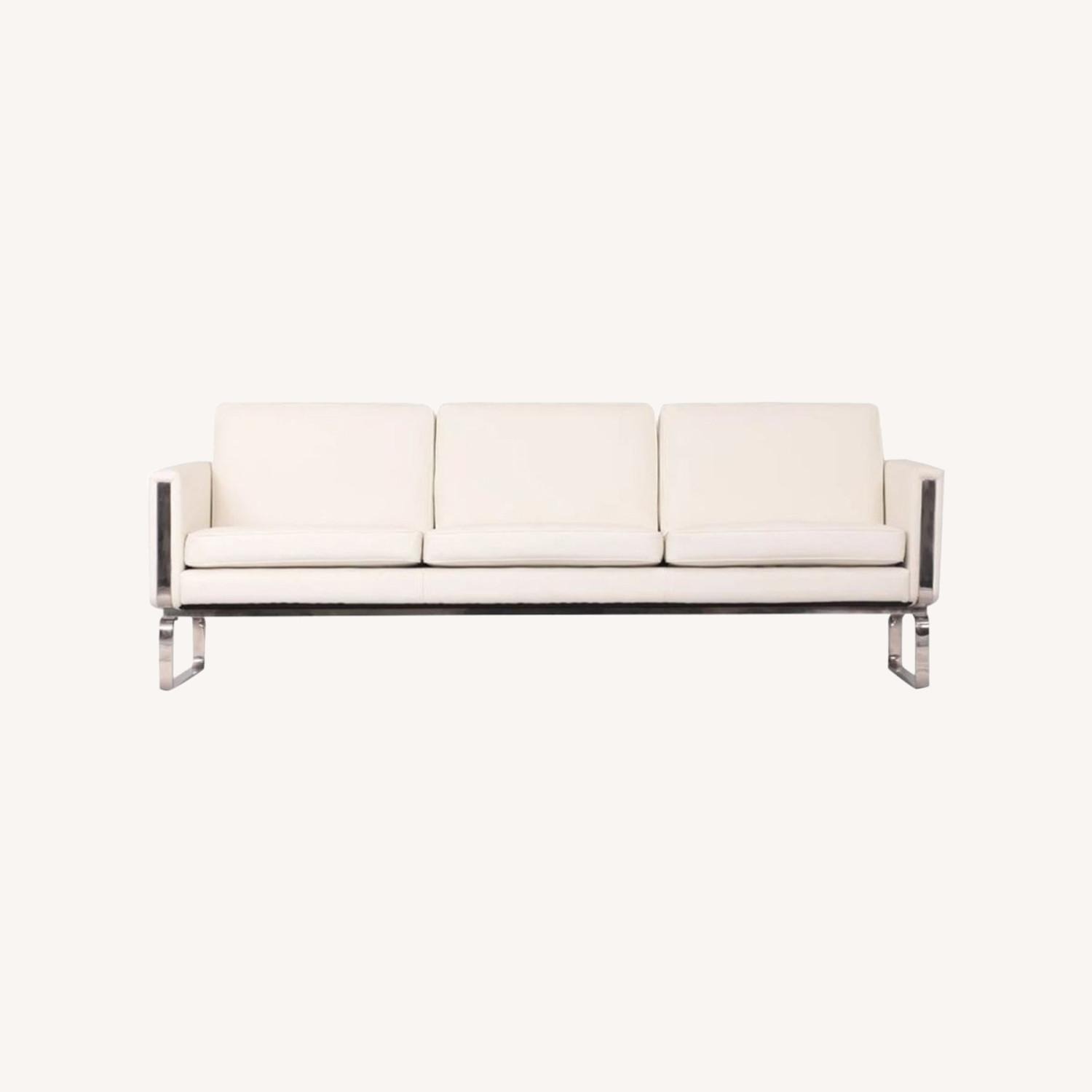 Hans Wegner White Leather 3+ Seater Sofa - image-0
