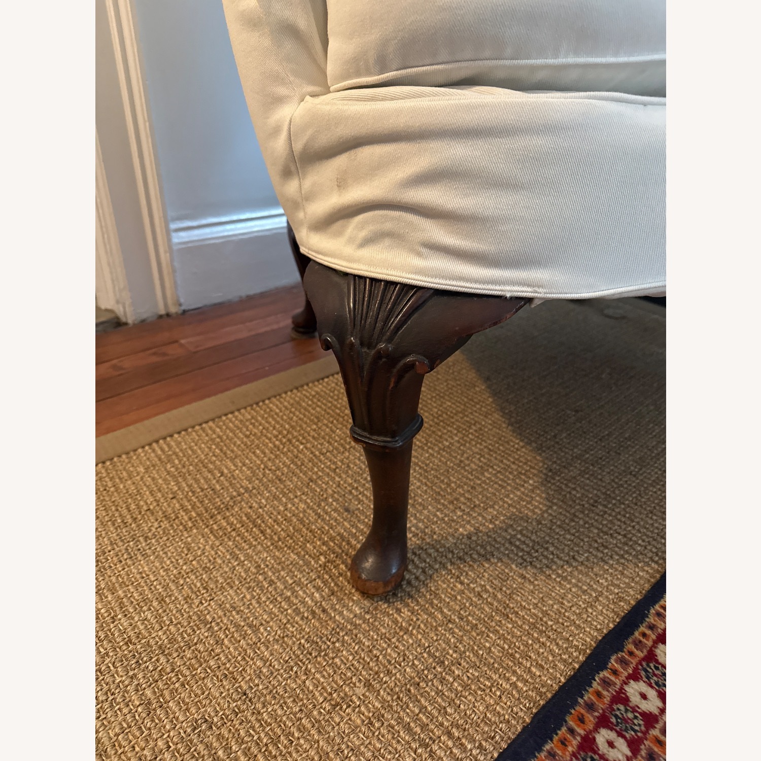 Vintage/Antique Finds White Linen Armchair - image-2