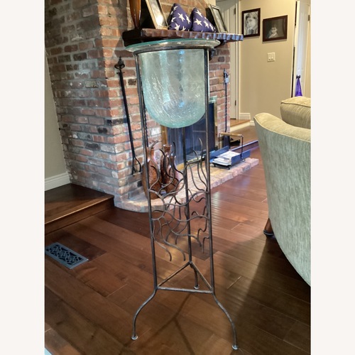 Used Glass Bowl On Metal Stand for sale on AptDeco