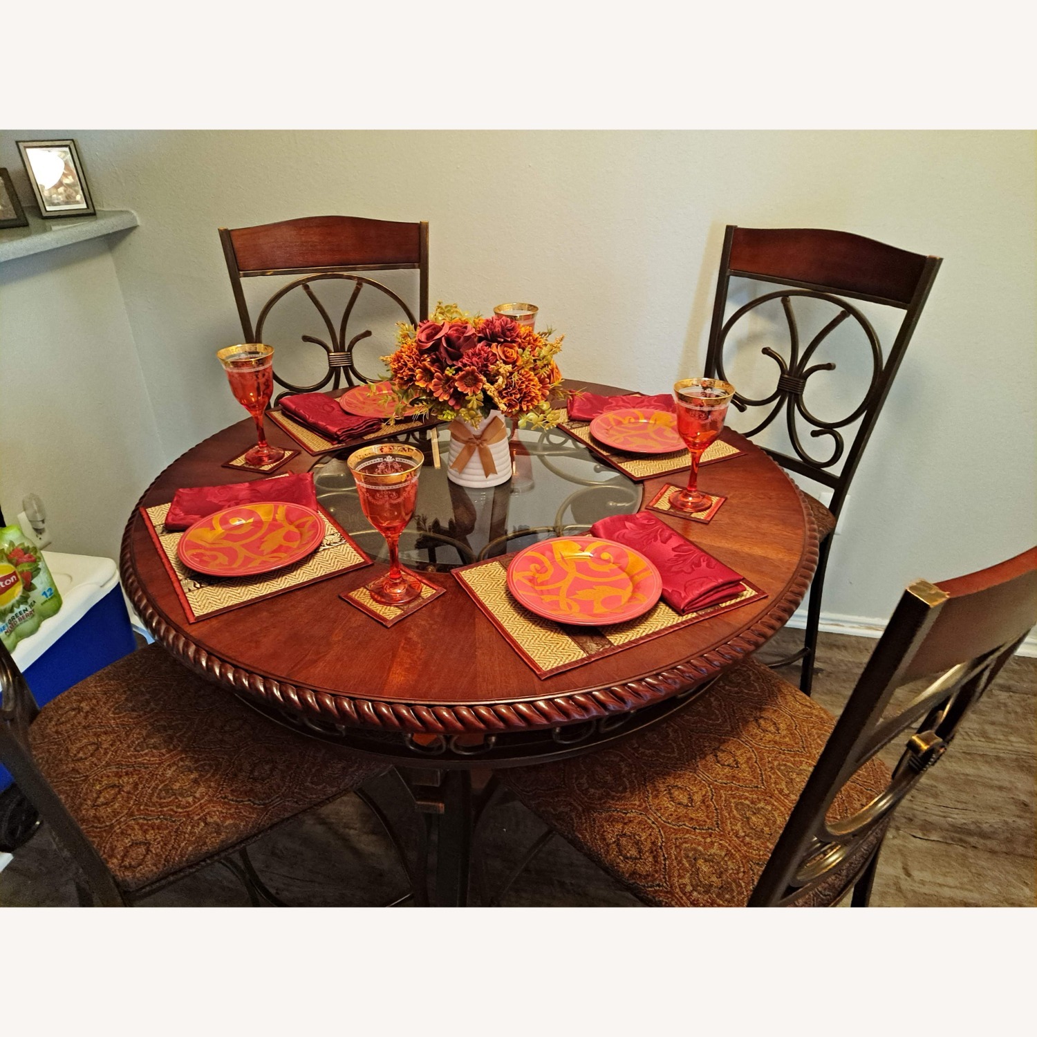 Dark Brown Wood Dining Table - image-6