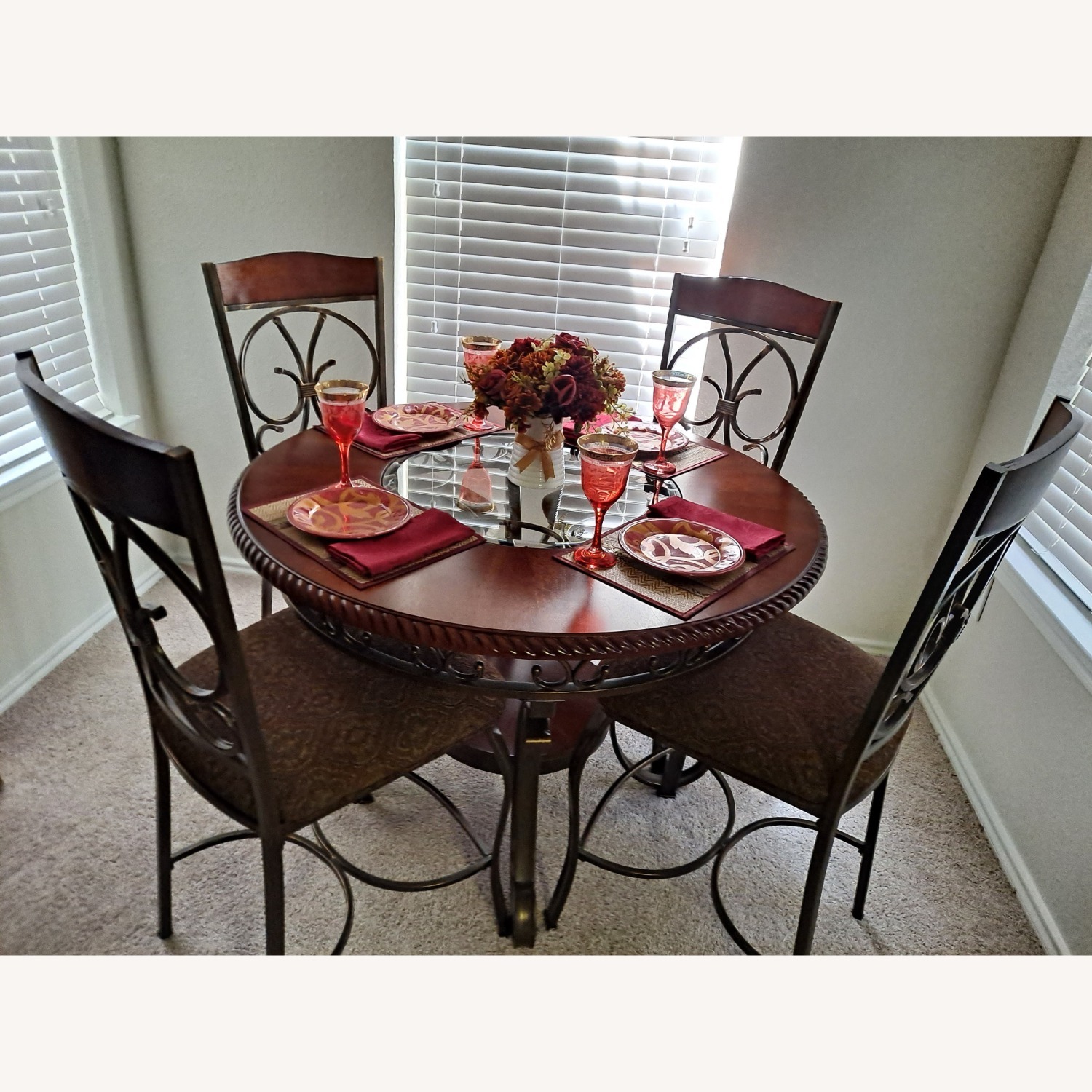 Dark Brown Wood Dining Table - image-5