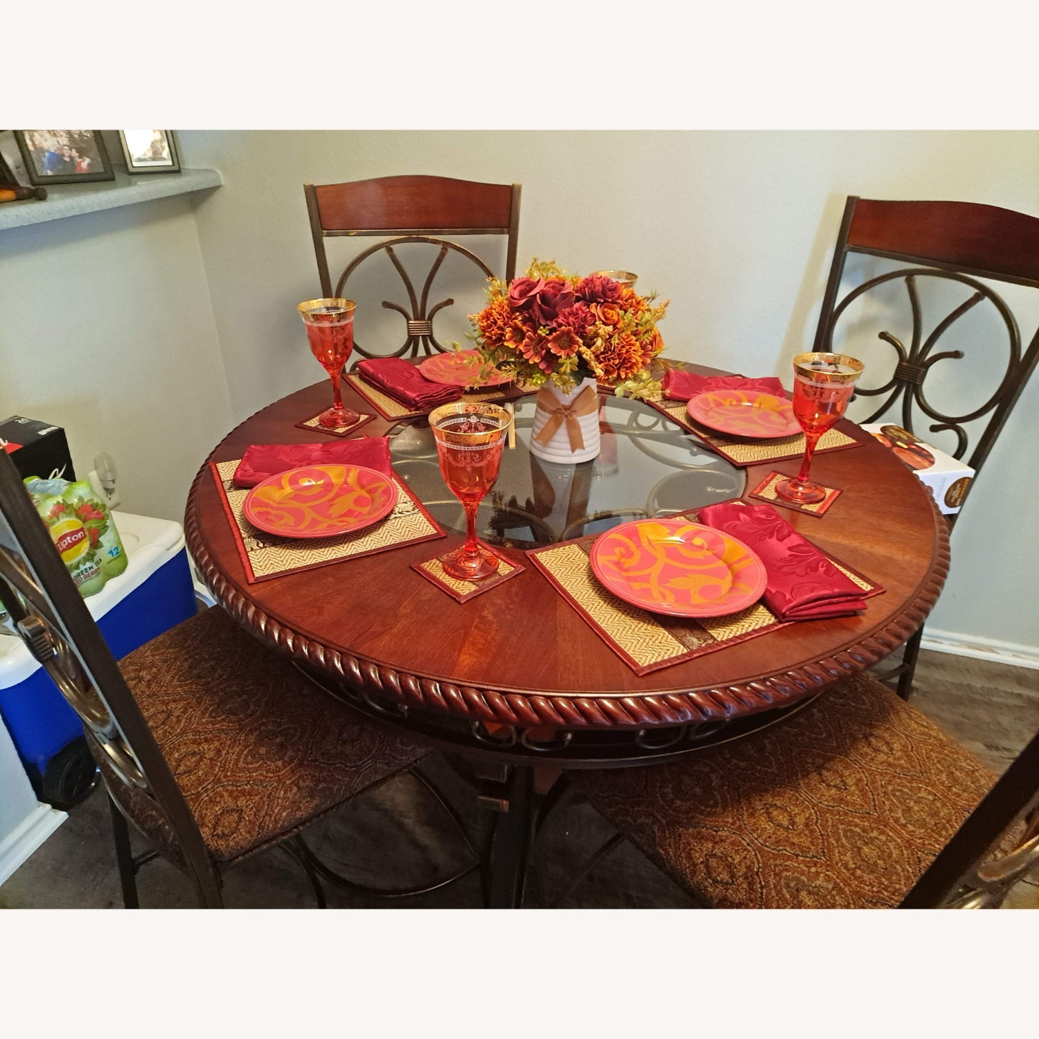 Dark Brown Wood Dining Table - image-7