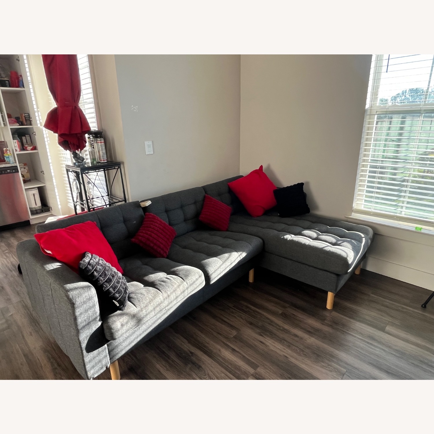 IKEA LANDSKRONA Sofa Light Gray Chaise Lounge - image-3