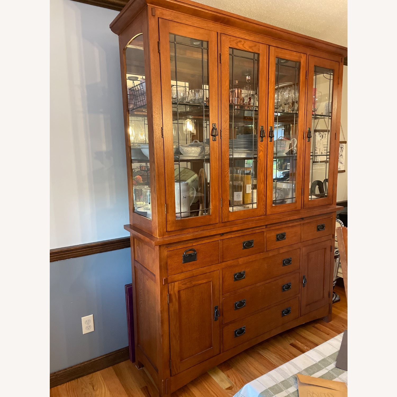 Mission Style Dark Brown Wood China Cabinet - image-1