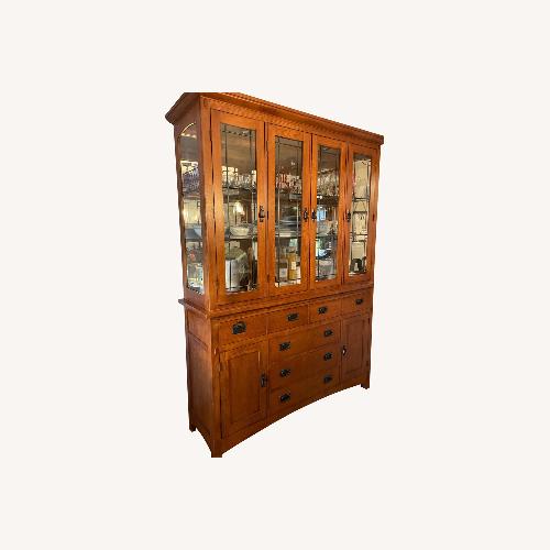 Used Mission Style Dark Brown Wood China Cabinet for sale on AptDeco