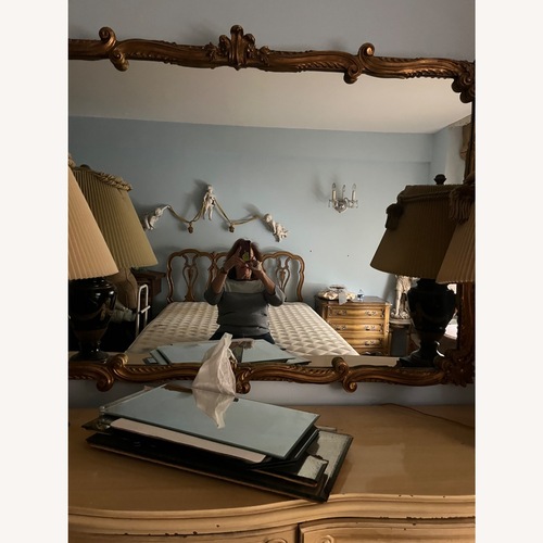 Used Vintage/Antique Finds Gold Wood Headboard for sale on AptDeco