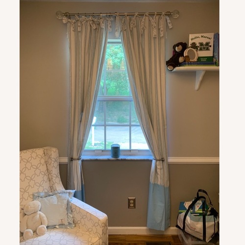 Used Custom Boy Nursery Blue and Grey Blackout Curtains for sale on AptDeco
