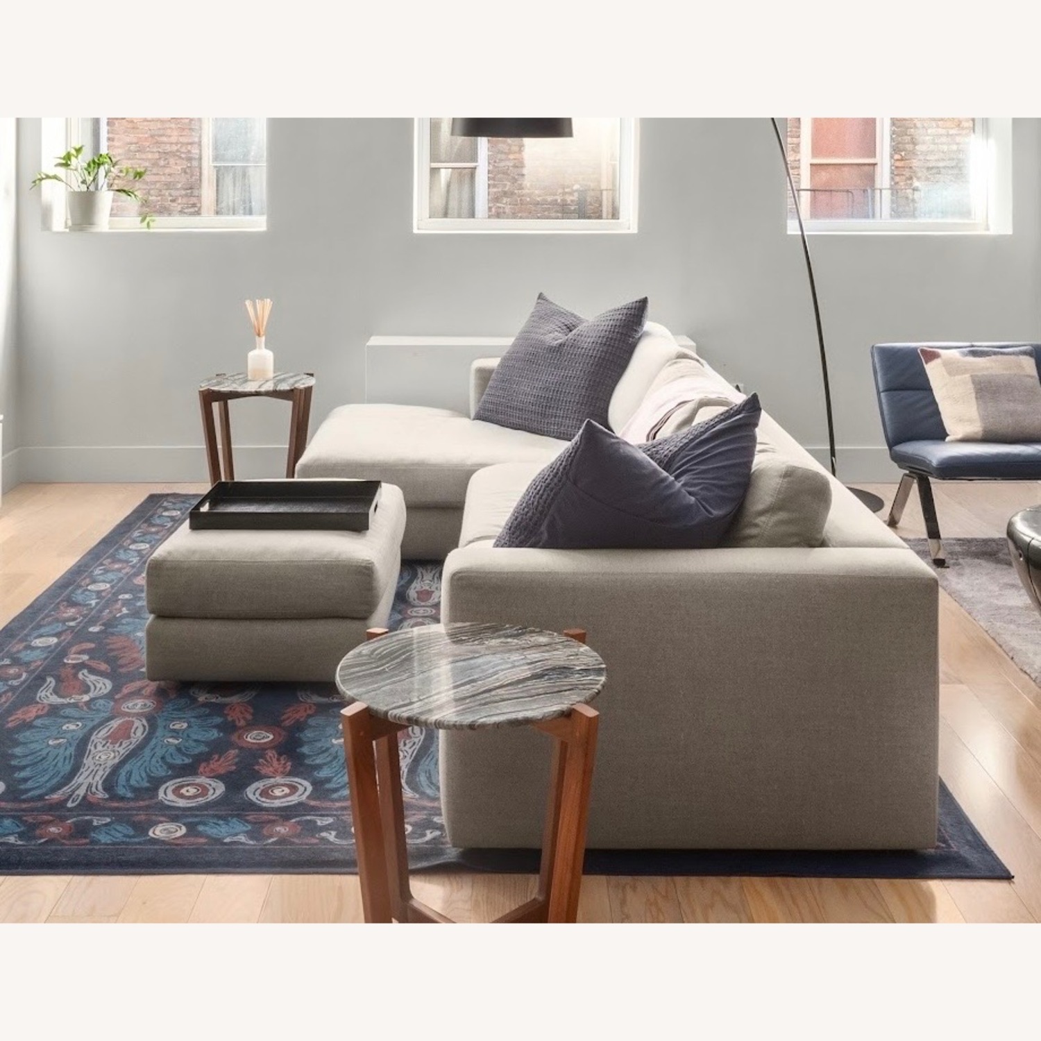 DWR “Reid” Sectional Light Grey Wool - image-3