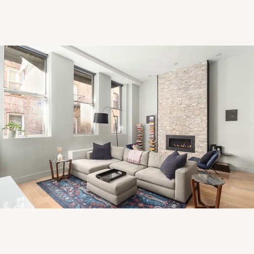 Used DWR “Reid” Sectional Light Grey Wool for sale on AptDeco