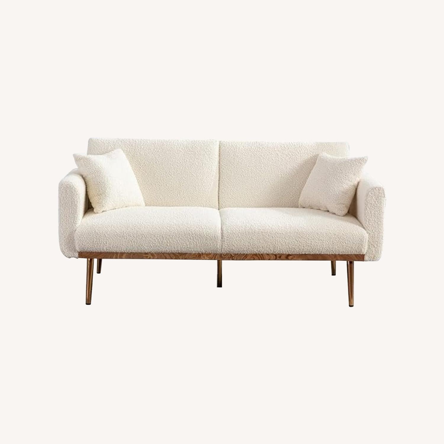 White Fabric 2 Seater Sofa - image-0