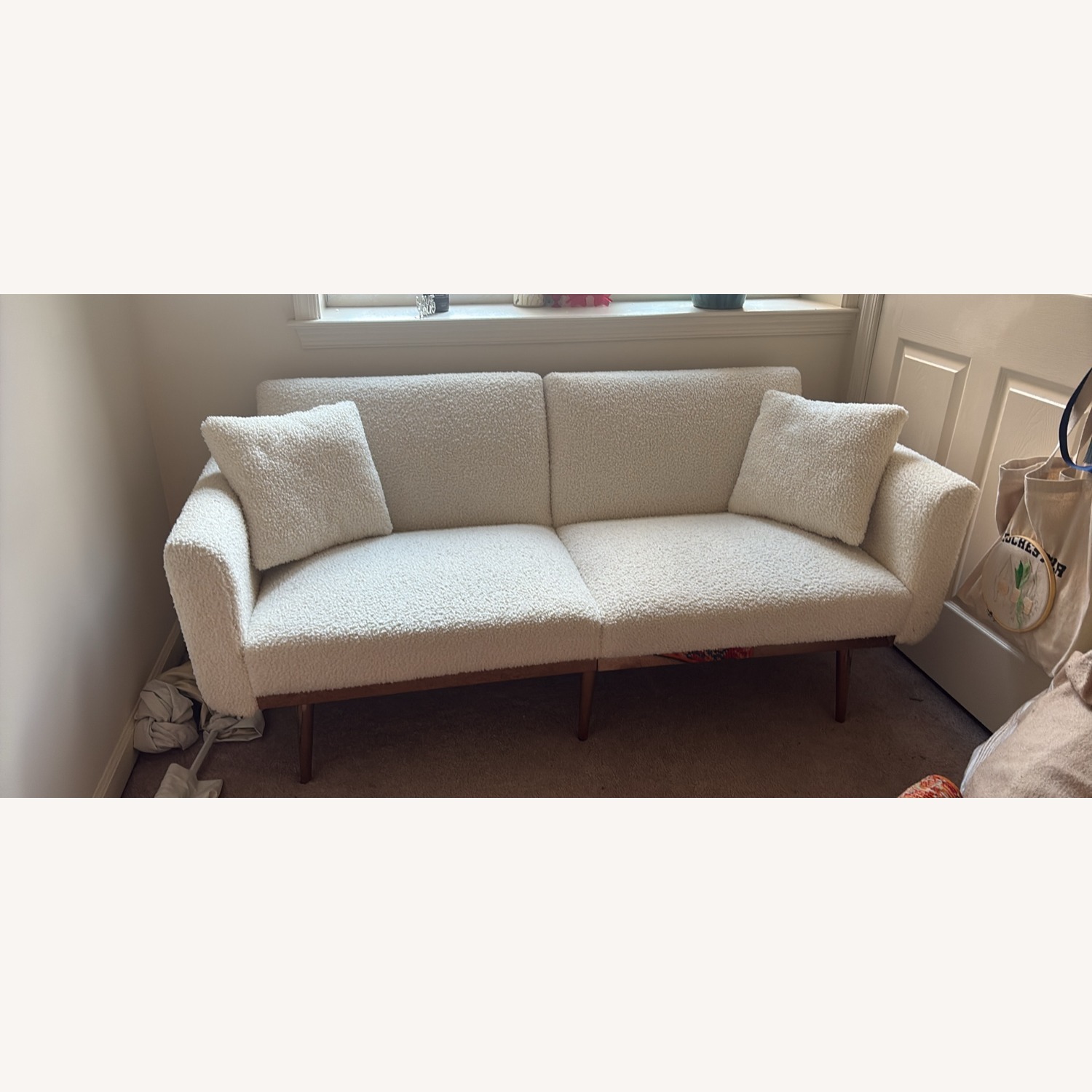 White Fabric 2 Seater Sofa - image-1