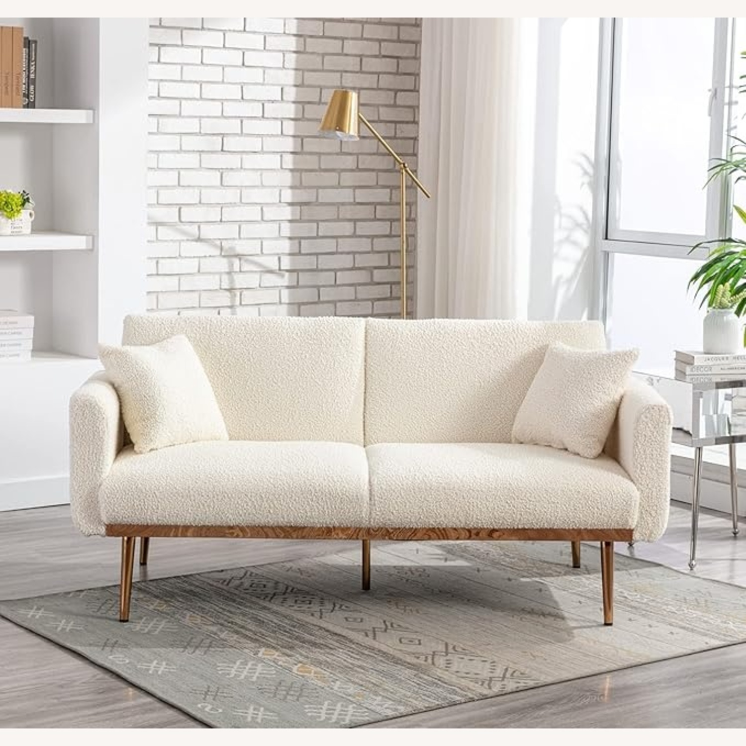 White Fabric 2 Seater Sofa - image-5