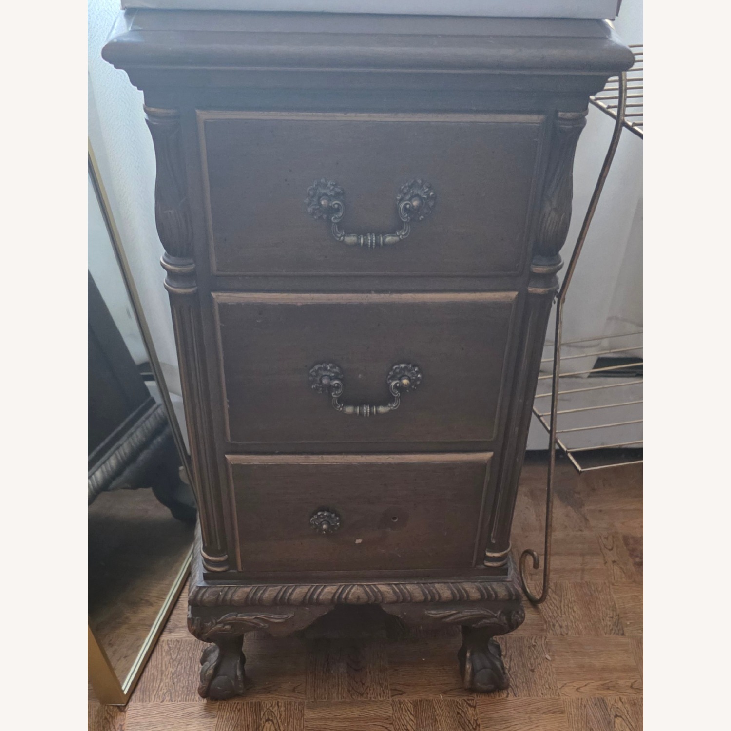 Vintage/Antique Finds Dark Brown Wood Nightstand - image-1
