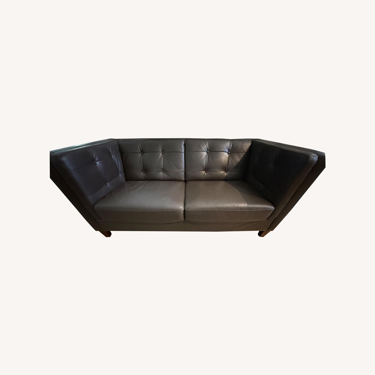 Dark Brown Top Grain Leather 2 Seat Sofa - image-0