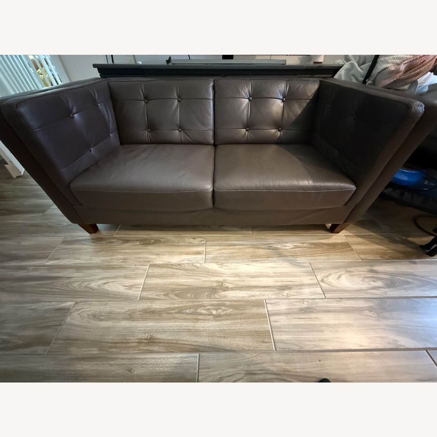 Dark Brown Top Grain Leather 2 Seat Sofa - image-1