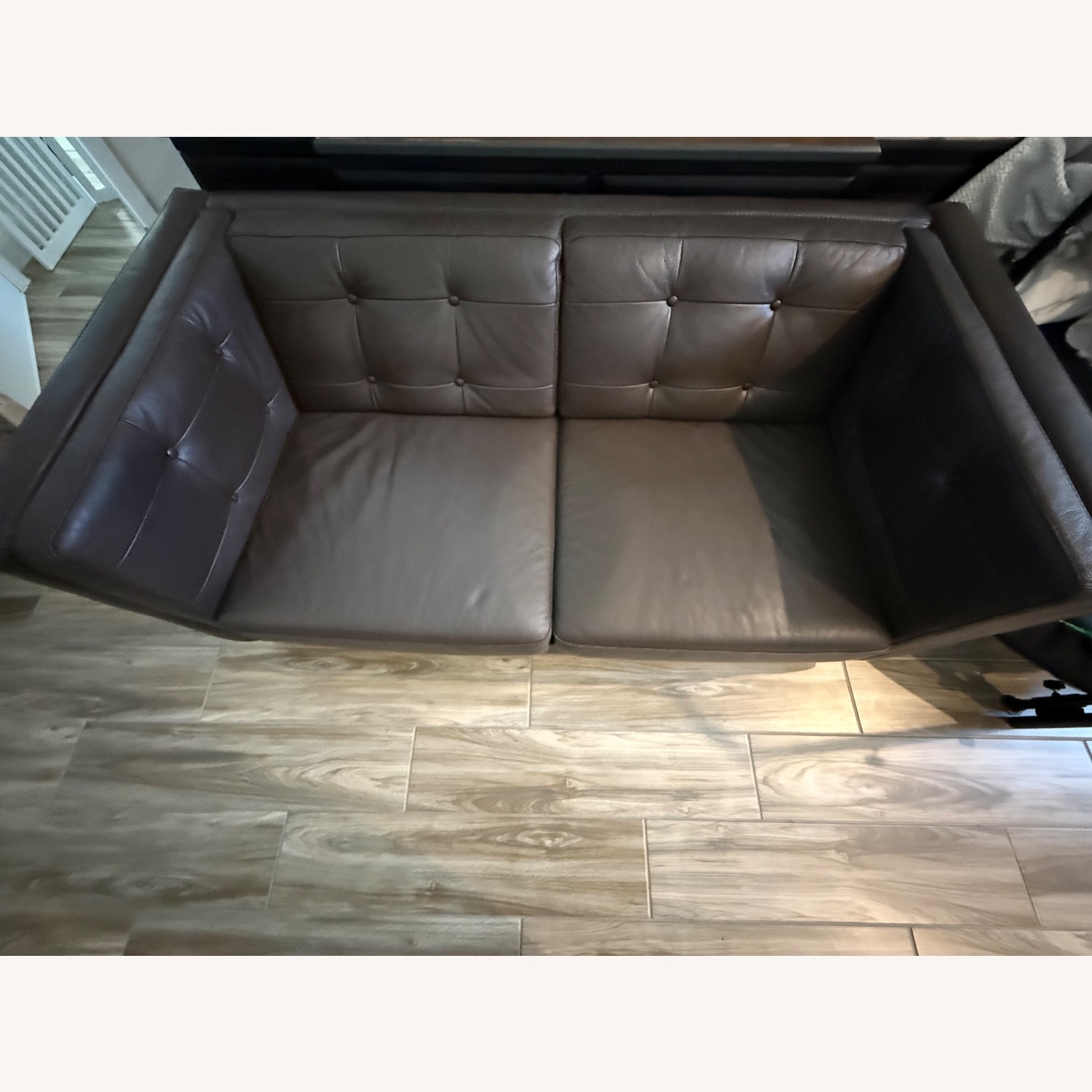 Dark Brown Top Grain Leather 2 Seat Sofa - image-3