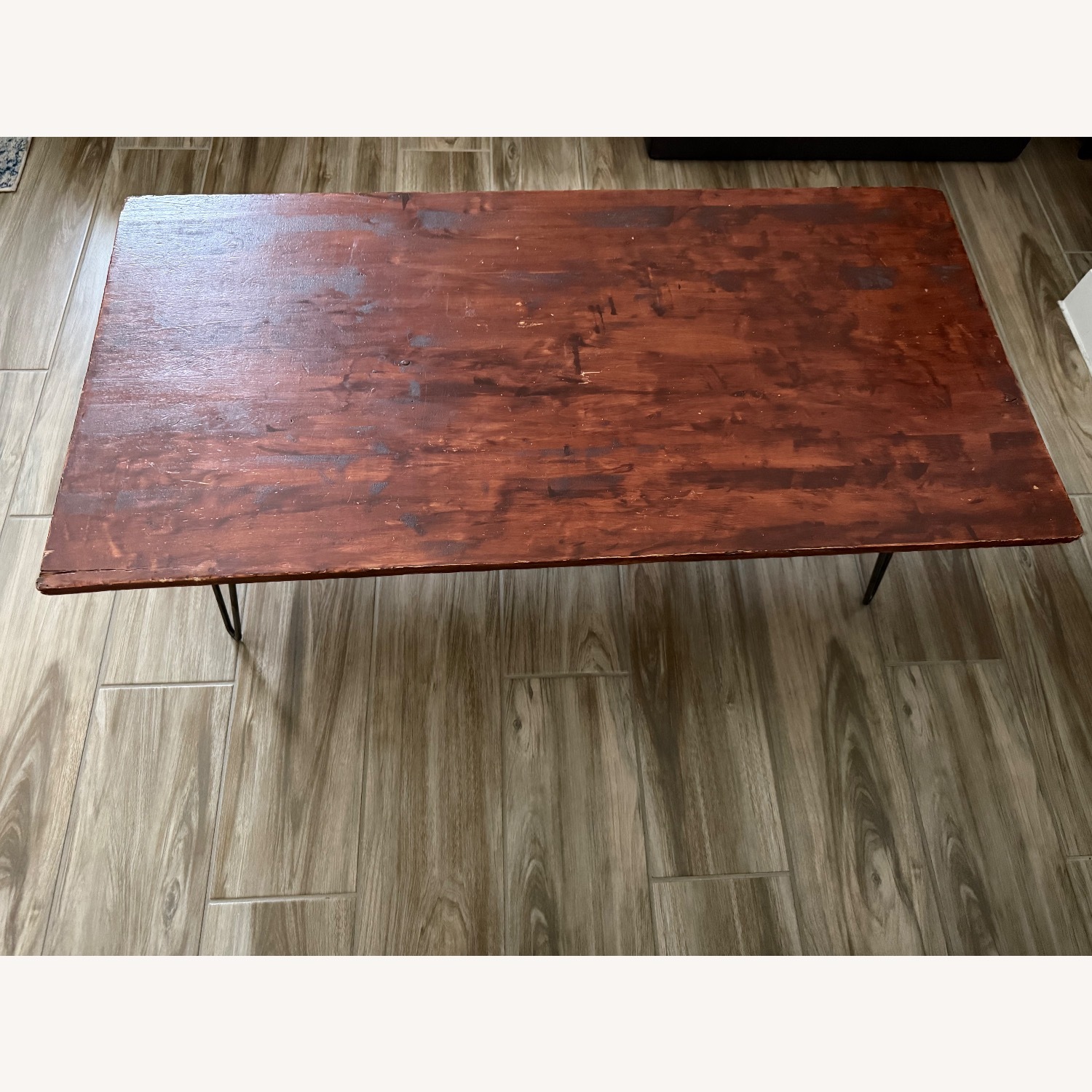 Distressed Wood Coffee Table with Steel Legs - image-1