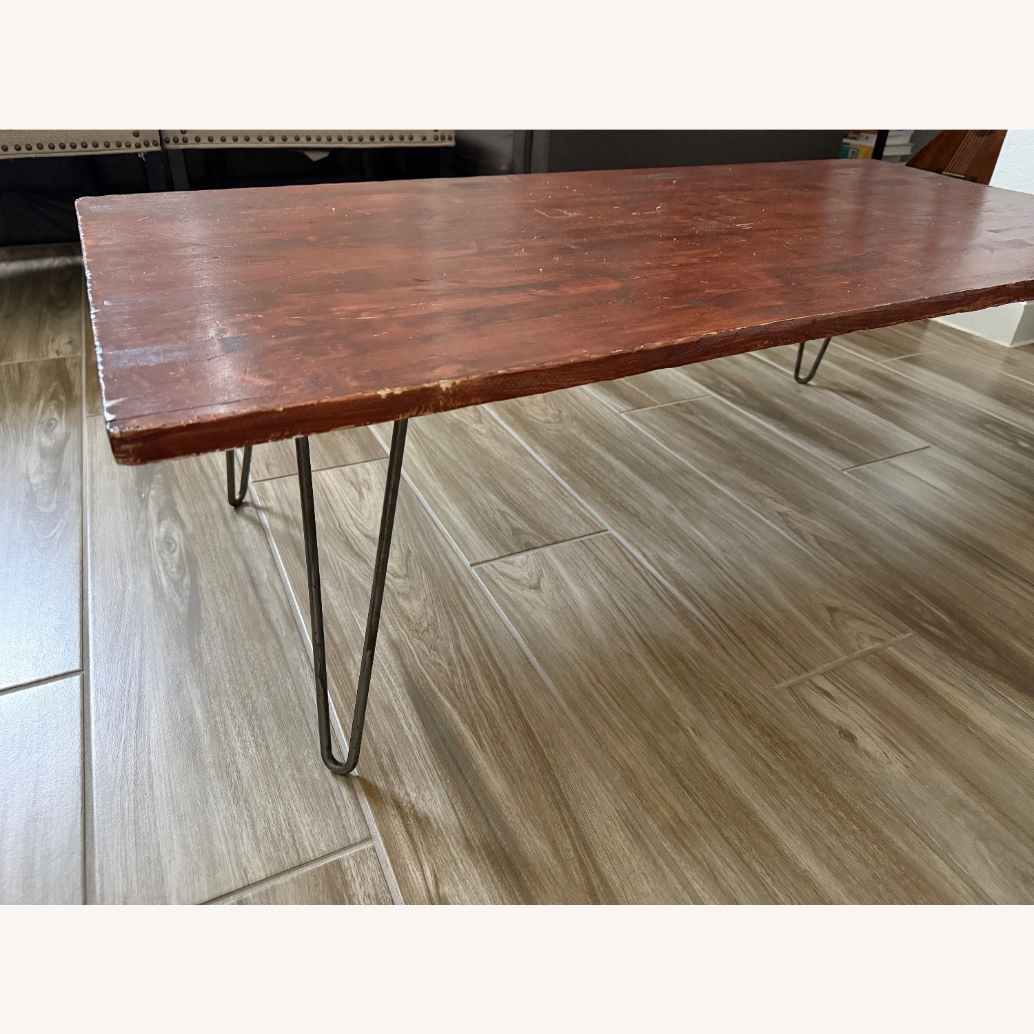 Distressed Wood Coffee Table with Steel Legs - image-2