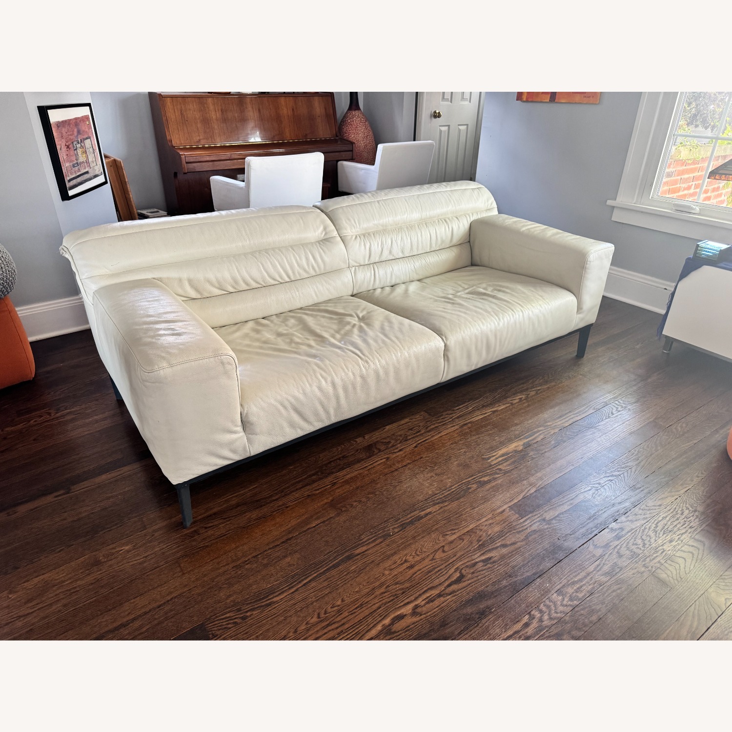 Italsofa White Leather 3+ Seater Sofa - image-1