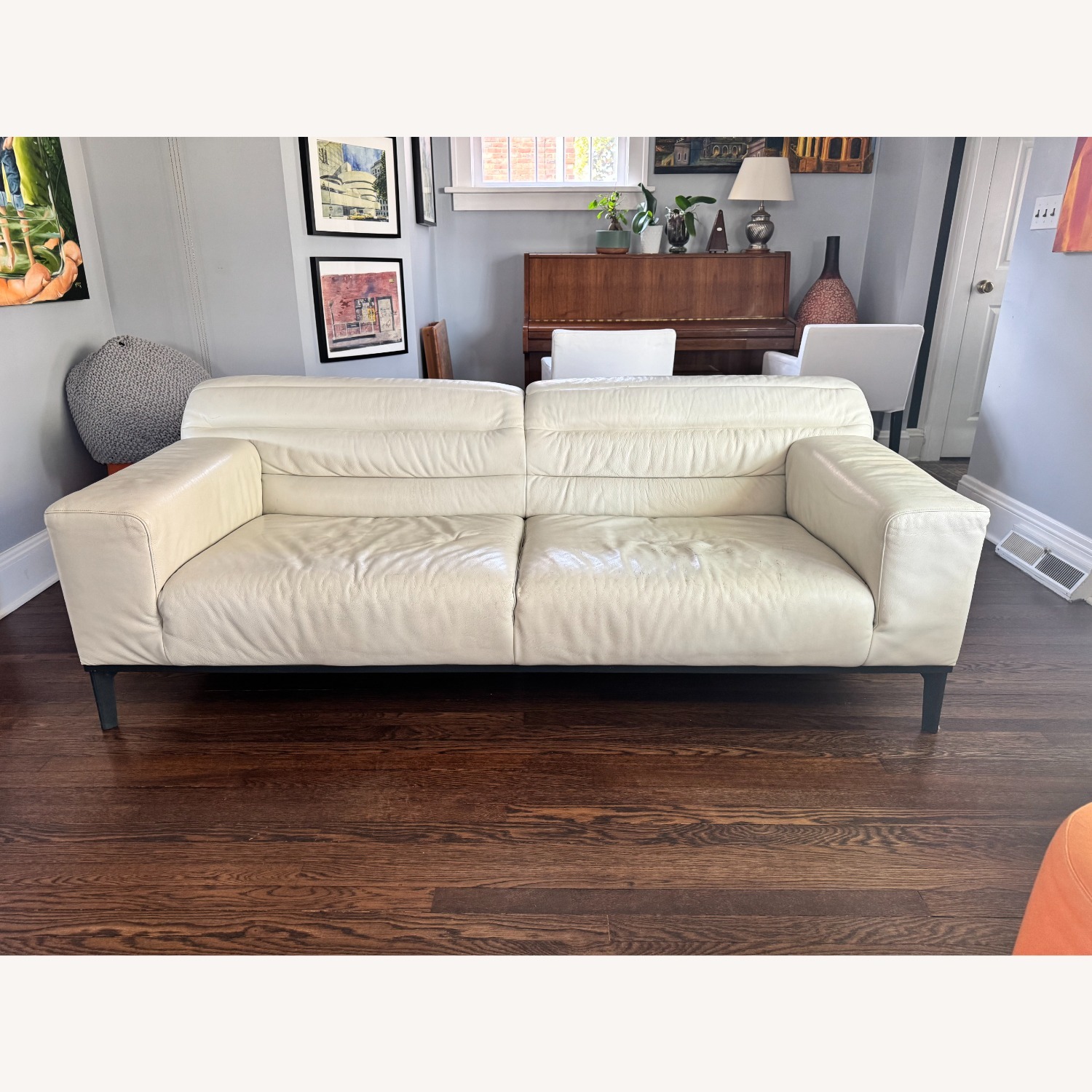 Italsofa White Leather 3+ Seater Sofa - image-2