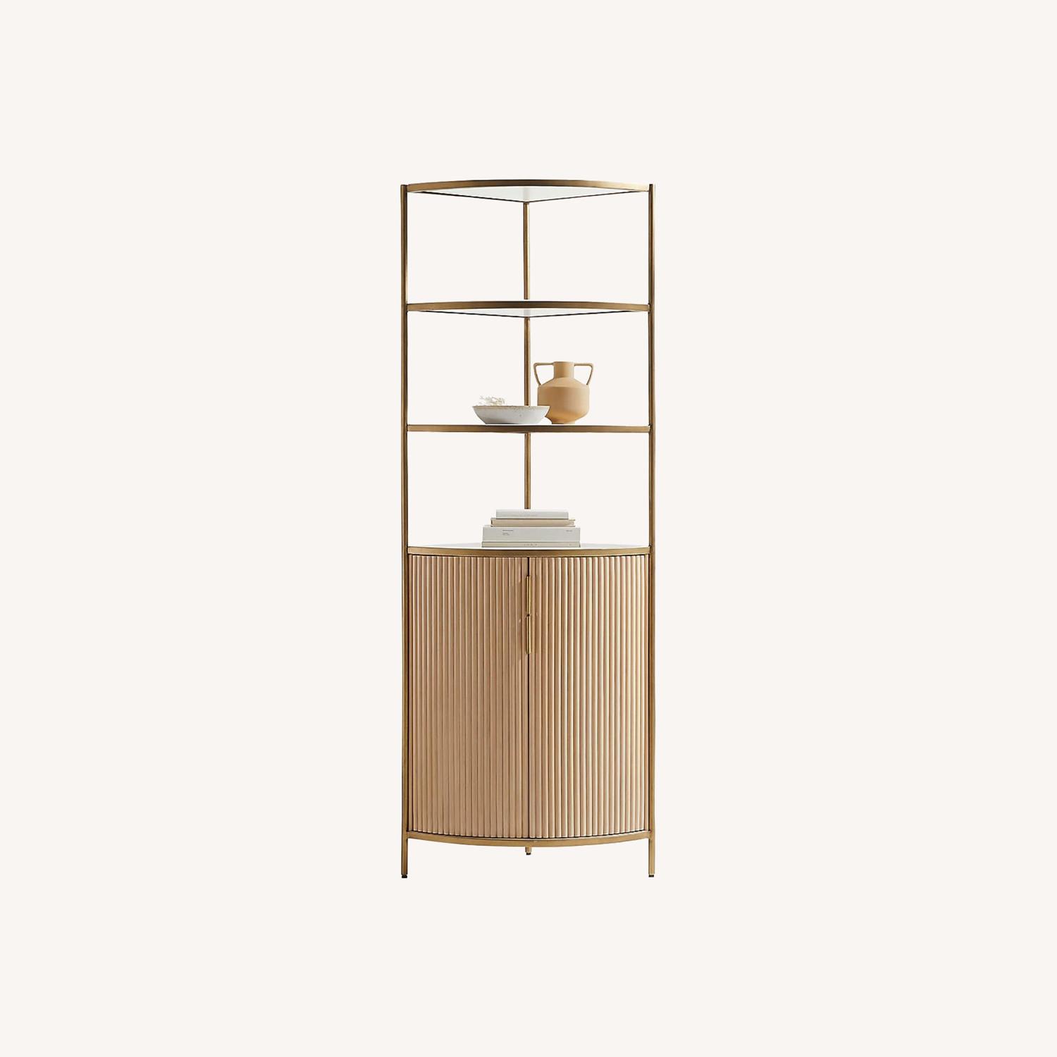 Crate & Barrel Fayette Corner Bookshelf Cabinet - image-0